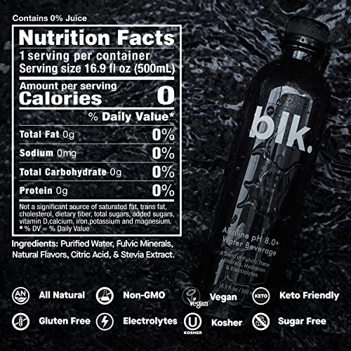 blk. Natural Mineral Alkaline Water, Black Cherry, 16.9 oz. (500 mL