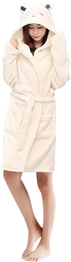VineCrown Women Girl Bathrobe Towel Hooded Robe Dressing Gown Novelty Plush Animal Cosplay Costume Sleepwear Housecoat Present
