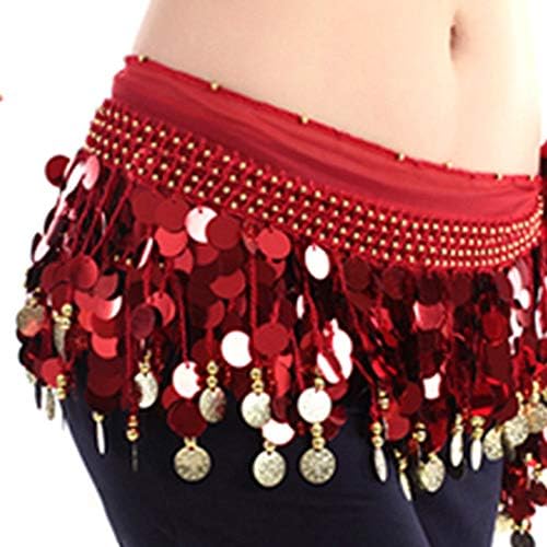 Ruibuy Women Belly Dance Hip Scarf with Coins 62in/160cm Long