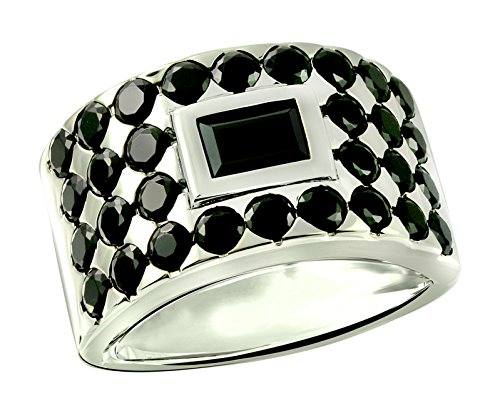 RB Gems Sterling Silver 925 MENs Ring GENUINE BLACK SPINEL 4.7 Cts Band Style, Rhodium-Plated Finish (10)