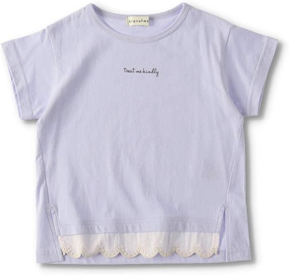 Amazon ブランシェス 前裾レース半袖 Tシャツ 女の子 キッズ 子供 カジュアル 100cm ラベンダー Tシャツ カットソー 通販