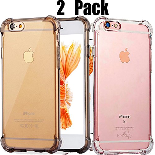 iBarbe iPhone 6S Case,iPhone 6 Case, Crystal Clear Shock Absorption Soft TPU Cover Bumper with Air Cushion Technology Drop Protection for iPhone 6S / iPhone 6 (Crystal Clear+Gray)