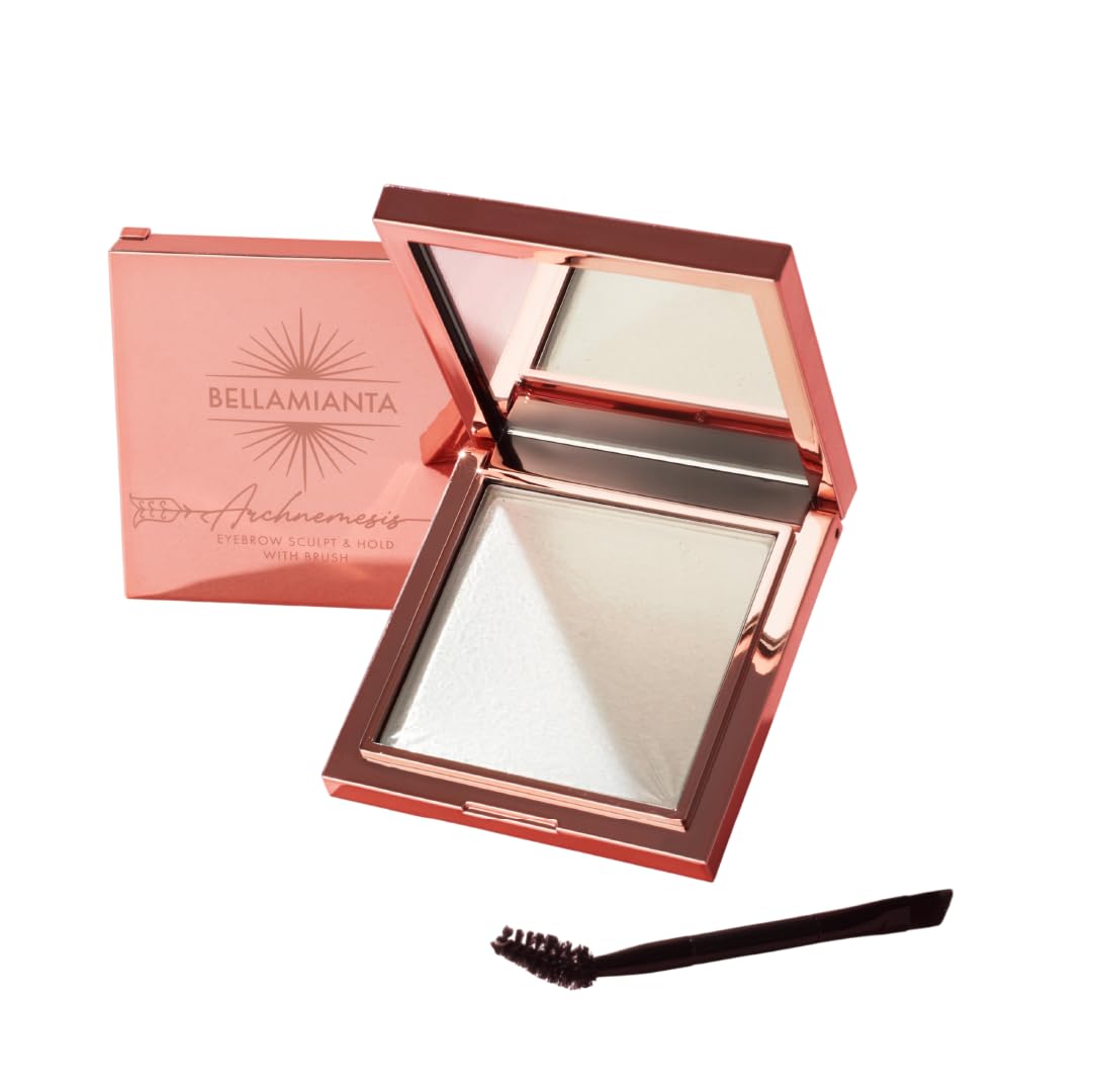 Bellamianta Archnemesis Eyebrow Sculpt & Hold Brush Spoolie With Mirror Set, Precision, Flake-Free and Smooth Finish, Self-Setting Formula For Long Lasting Hold, Envy Worthy Brows