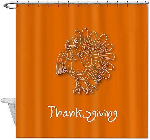 HANHAOKI Cute Turkey Thanksgiving Bathroom Decor Polyester Fabric Shower Curtain Liner Orange 60"x72"
