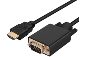 Qaoquda 1080P HDMI to VGA Adapter, 6Ft Black, Male to Male, No Signal Conversion, For PC, TV, DVD, Projector