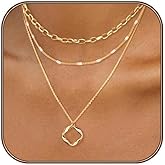 Airmb Gold Layered Necklaces for Women 14k Gold Plated Dainty Stackable Choker Necklaces for Women Trendy Layering Chain Cute Pendant Necklace Set Gold Jewelry for Women