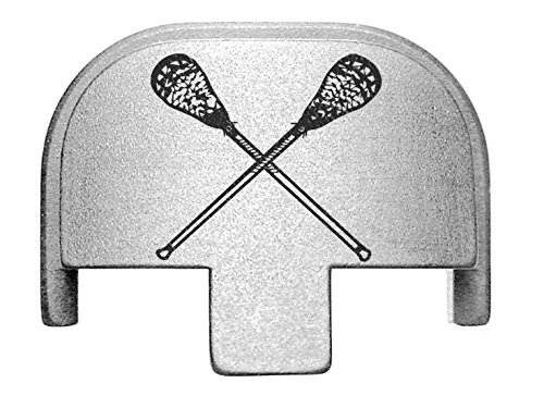 NDZ Performance Rear Slide Cover Plate for Smith & Wesson Self Defense S&W SD9 SD40 VE 9mm .40 Silver Custom Laser Engraved Image: Lacrosse Sticks Crossed - Thumbnail 4