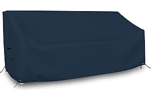 Covers & all Outdoor Loveseat Sofa Cover, 12 Oz Waterproof UV & Weather Resistant Patio Furniture Bench Cover Outdoor Use with Air Vent & Drawstrings (88"W x 33"H x 33"D x 15"FH, Blue)