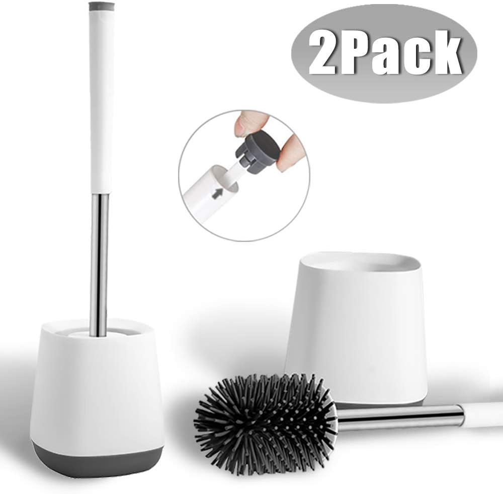 [Upgraded] Toilet Brush and Holder Set, Silicone Toilet Brushes with