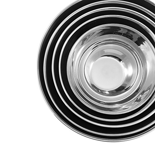 Maxi-Matic EBS-1810 10-PC Stainless Steel Mixing Bowl Set with Silicone Bottom and Transparent Lids, Piece, Multi-Colored