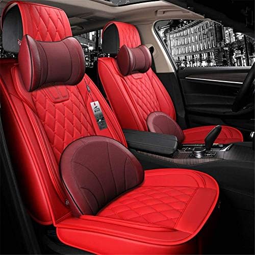 FOOBRTOPOO Car Seat Protector Autumn and winter all surrounded by leather car seat cushionsmemory cotton pillowsour seasons universal for most five-seater cars Car Seat Pad (Color : Red)