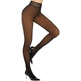 Aaronano Fleece Lined Tights Fake Translucent Pantyhose for Women Thermal Warm Leggings
