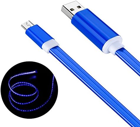 Android Charger, LED Glow in the Dark Current Flowing Cable 3 Feet USB Sync and Charging Data Cable Cord for Samsung Galaxy/Note/HTC/Nokia/Sony/Kindle/Windows/Tablet/Smartp