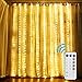 DLIUZ UL Safe 300 LED 9.84ft Connectable Copper Curtain String Fairy Lights Remote Control 8 Mode Lights Pattern Christmas Wedding Party Home Garden Lawn Decoration