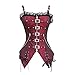Miss Moly Steampunk Overbust Boned Corset Straps Striped Zipper Front Top Dark Red M