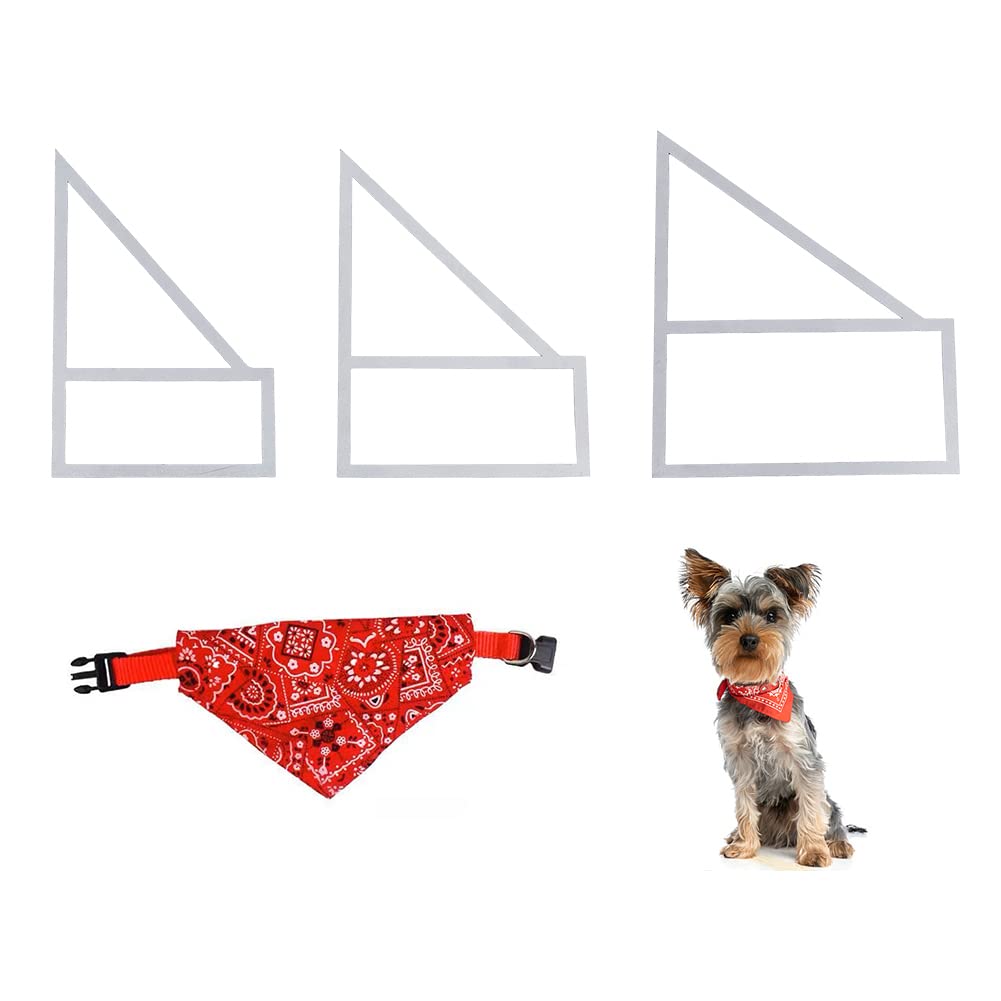 SUPERFINDINGS 3Pcs Dog Bandana Sewing Template Set 3 Size Triangle Template Sewing Quilting Stencil Aluminium Cutting Ruler Set for DIY Craft Dog Bib