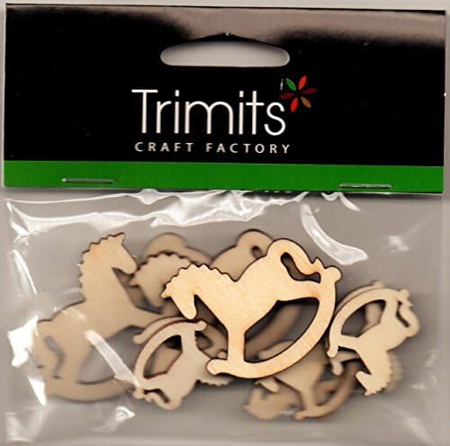 10 x WOODEN ROCKING HORSES BY TRIMITS SELF ADHESIVE EMBELLISHMENTS 2300 by Crazy Grans