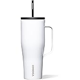 Corkcicle Cold Cup XL - Insulated Tumbler with Handle - Keeps Drinks Cold 12 Hours - Triple-Insulated - Spill-Proof Lid - Summer Drinkware Gift - Keeps Drinks Ice Cold - 30 oz - Gloss White