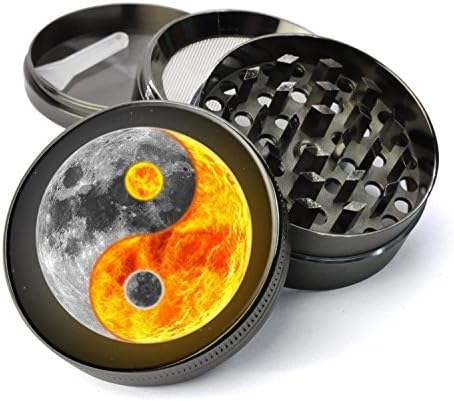 Expression Gifts Grinder_78 5 Piece Yin Yang Sun And Moon Spice Tobacco Herb Grinder with Pollen/Keef Catcher, X-Large