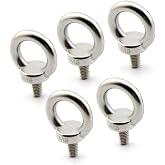 Yasorn 5pcs M8/0.32" Stainless Steel 304 Lifting Ring Eye Bolt Set - Heavy Duty Industrial Grade, Corrosion Resistant, Silver, Perfect for Hoisting and Securing Loads