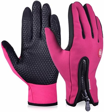 Byoung Winter Outdoor Windproof Cycling Gloves Touchscreen Glove for Smart Phone (Pink1, Large)