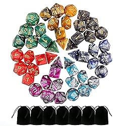 BABEJIA 7 Sets (49PCS) Polyhedral Dice Set for