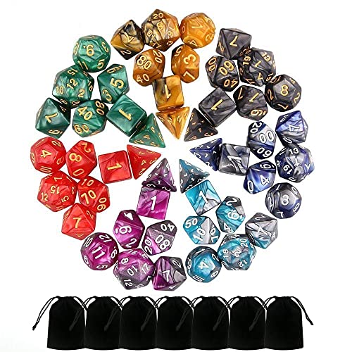 BABEJIA 7 Sets (49PCS) Polyhedral Dice Set for