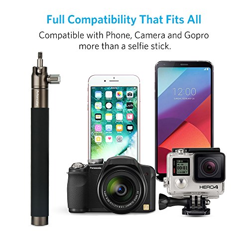 Moreslan Selfie Stick Tripod Stand with Bluetooth Remote Foldable Extendable Monopod for Gopro/Camera/iPhone 8/iPhone 8 Plus/iPhone X/iPhone 7/iPhone 7 Plus / Galaxy Note 8/S8/S8 Plus (Gun metal) - Thumbnail 5