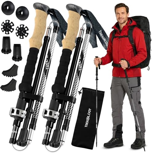 Trekology Trek-Z Collapsible Hiking & Trekking Poles - Balance Support for Seniors, Women, and Men, 2pc Per Set