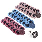 2 Inch Sanding Discs by LotFancy, 45PCS Roll Lock Surface Conditioning Discs, Fine Medium Coarse Assorted Pack, R-Type Quick Change Disc with Disc Pad Holder, for Die Grinder