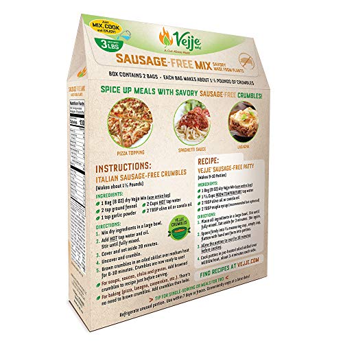 Vejje Meat-Free Mixes (SAUSAGE-FREE MIX) (Single Box) (Makes 3 Pounds)