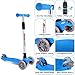 BELEEV Scooters for Kids 3 Wheel Kick Scooter for Toddlers Girls Boys, 4 Adjustable Height, Lean to Steer, Light up Wheels, Extra-Wide Deck, Easy to Assemble for Children Ages 3-12 (Blue Black)