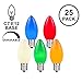 Novelty Lights Ceramic Christmas Replacement Bulbs - Outdoor Individual Bulbs for Events, Holiday Parties, Patios, and More - C7/E12 Candelabra Base, 5 Watt Lights (Multicolor, 25 Pack)