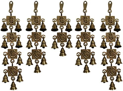 Divya Mantra Hindu Lucky Auspicious Symbol Vastu Om Ganesha Bells Pure Brass Buri Nazar Battu Decor Gift Accessories/Good Luck Charm Interior Home/Office/Door/Wall Hanging Toran Bandanwar Showpiece