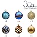 Valery Madelyn Christmas Tree Ornaments for Mardi Gras, 30ct Blue and Gold Shatterproof Christmas Tree Decorations, 2.36 Inches Peacock Hanging Ball Ornaments Bulk for Xmas Holiday Ramadan Decor