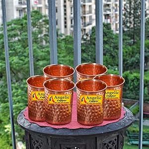Angelic Copper Handmade Glass Set, 200ml, 6-Pieces, Brown