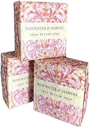 Greenwich BayCleansing Spa Soap, Shea Butter, and Cocoa Butter. Blended with Loofah and Apricot Seed, No Parabens, No Sulfates 6.35 Ounce (3 Pack) (Rosewater Jasmine)