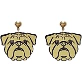 ROSTIVO Bulldog Earrings for Women Cute Lightweight Acrylic Stud Dangle Earrings