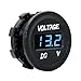 MOTOPOWER MP0610B LED Digital Display Voltmeter Waterproof for Boat Marine Vehicle Motorcycle Truck ATV UTV Car Camper Caravan Digital Round Panel - Blue
