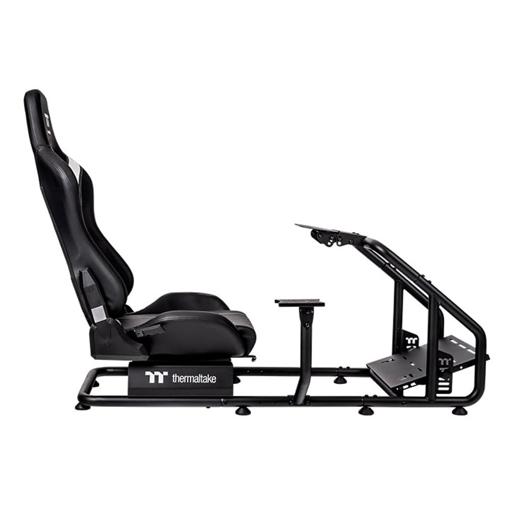 Thermaltake GR300 SIM Racing Cockpit – Racing Rig mit verstellbarem PVC-Rennsitz, Lenkrad-/Pedalhalterung, Shifter Mount – Schwarz (Black) 3