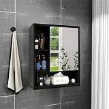 SMIBUY Bamboo Wall Mounted Bathroom Mirror Cabinet Black 16x55x61 cm view 5