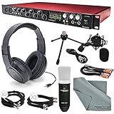 Focusrite Scarlett 18i20 USB 2.0 Audio Interface Deluxe Kit W/ Cables, Marantz Professional Large-Diaphragm Condenser Microphone, Samson Stereo Headphones, FiberTique Cleaning Cloth