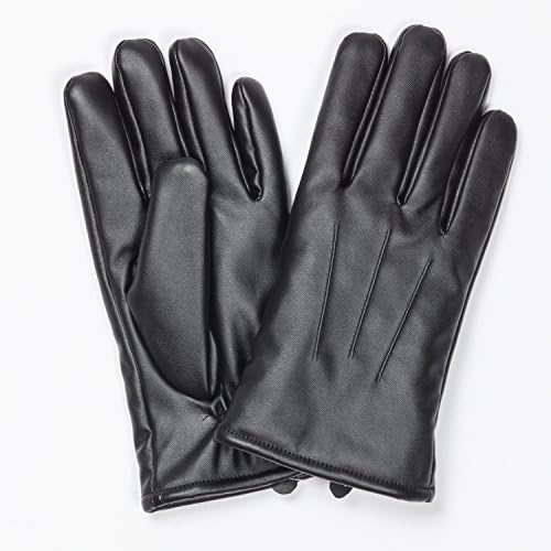 Faux Leather &amp; Fur lined winter gloves with Touch Screen Technology - Large