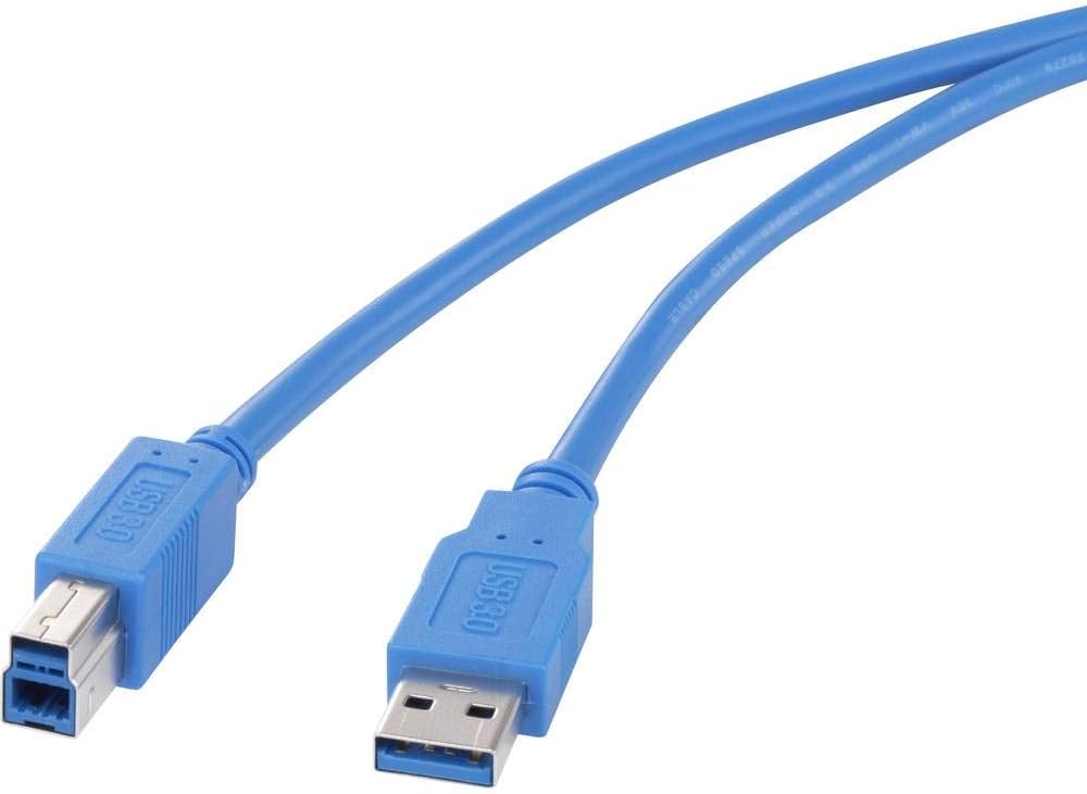 Renkforce USB Cable USB 3.2 Gen1 (USB 3.0 / USB 3.1 Gen1) USB-A Male USB-B Male 1.80 m Blue Gold-Plated Connector
