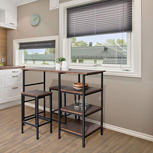 Zenvida Pub Table Set 3 Piece, 2 Stools Space Saver Kitchen Island With