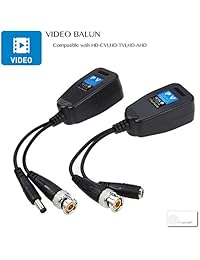vimvip HD-CVI TVI AHD pasiva Video Balun con conector de alimentación y datos RJ45 Cat5 transmisor 1 par