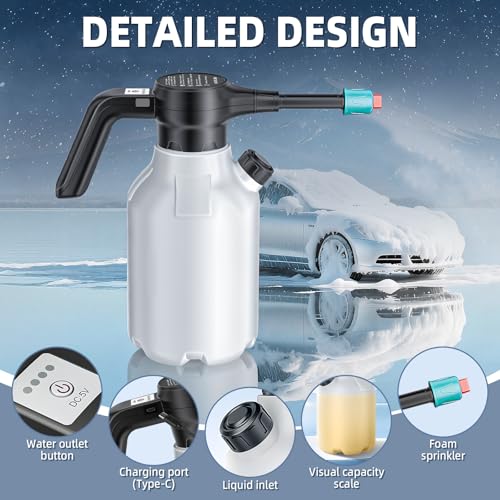 2.5L USB Rechargeable Car Foam Pressure Sprayer | Electric Sprayer | Fine Flow Sprayer | High Pressure Pump Battery Sprayer | for Garden and Home