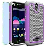 ZTE Obsidian / Z820 Case, INNOVAA Smart Grid Defender Armor Case W/ Free Screen Protector & Touch Screen Stylus Pen - Grey/Light Purple