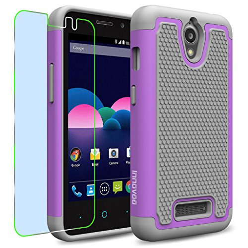 ZTE Obsidian / Z820 Case, INNOVAA Smart Grid Defender Armor Case W/ Free Screen Protector & Touch Screen Stylus Pen - Grey/Light Purple