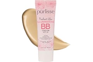 pūrlisse Radiant Glow Illuminating BB Cream with SPF 30 - Glow BB Cream Enriched with Goji & Hawthorn Berry for Dewy Skin - Helps to Improve Skin Texture & Radiance - Light Medium (1.4 oz)